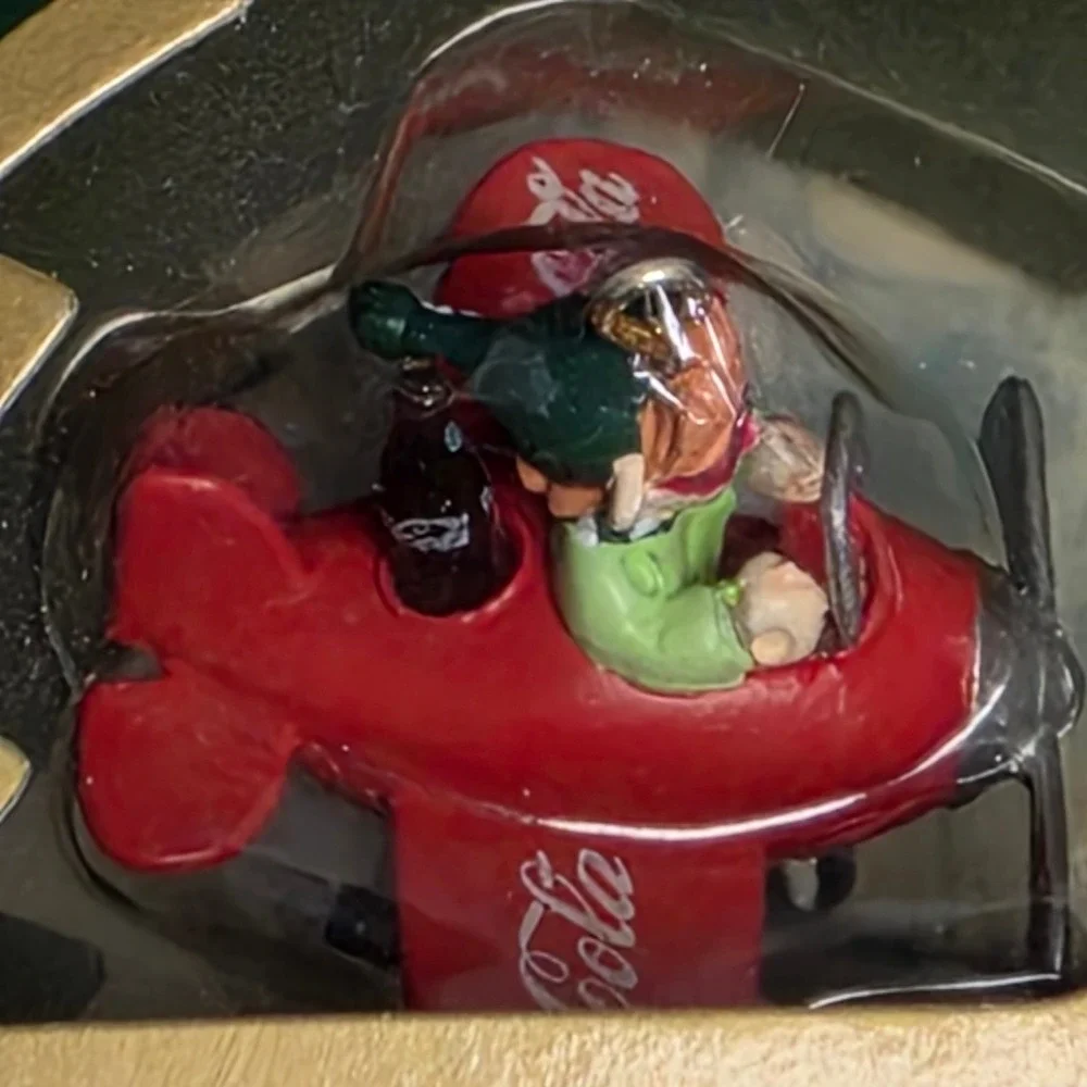 Vintage 1996 Coca-Cola Trim-A-Tree Ornament Set Airplane & Bear Cavanagh Group